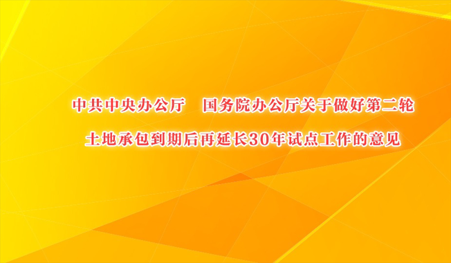 中共中央办公厅　国务院办公厅关于做好第二轮土地承包到期后再延长30年试点工作的意见